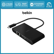Belkin 3.1 USB-C 5-in-1 Multimedia + Charge Adapter with Power Pass-Thru 100W - 15 cm - Black