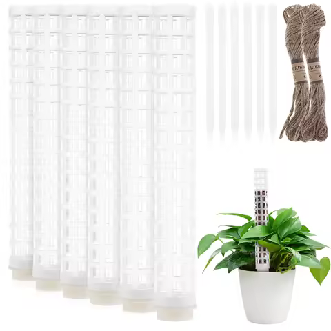 6 pcs Moss Pole Plant Stakes Sphagnum Climbing Support Indoor Plastic Reusable PE Stackable Potted V