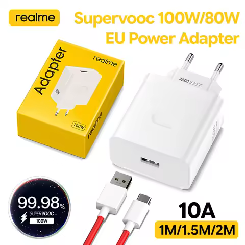 Realme Original Charger Supervooc 100W 80W 45W Charger 1.5M 2M USB C Cable for Realme 16 15 14 13 Pr
