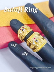 Wing Sing 916 Gold Balaji Dewa Biscuit Ring / Cincin Biskut Balaji Dewa Emas 916