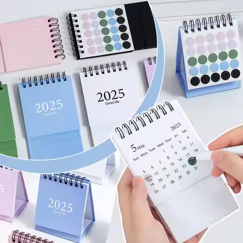 2025 Mini Simple Small Desk Calendar Pocket Portable Accessories Decoration Plan Punch Desk Calendar