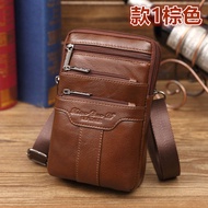 Little Dolly Men's Genuine Leather Mini Small Bag 23cm Waist Bag Messenger Bag Shoulder Bag Cowhide 