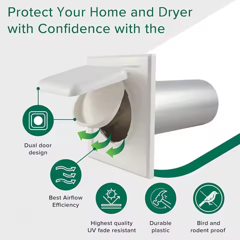 Dual Door Dryer Vent Cover with Screws House Vent Covers Exterior Easy Installation Dryer Vent Duct 