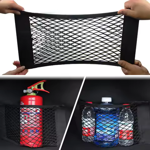 Car Back Rear Elastic Net Mesh Pocket Trunk Paste Fixed Storage Bag For Audi A4 B9 B8 A3 8V 8P 8L A6