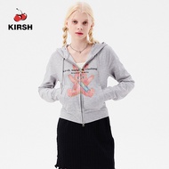 [KIRSH] WITTY BUNNY แยกเสื้อเอวลอยมีฮู้ดกราฟิกซิป UP | 23SS | ZIP UP | ผู้หญิง HOODIE | สไตล์เกาหลี 