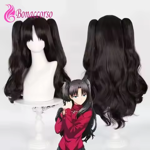 Fate Tohsaka Rin Cosplay Wig Double Ponytail Synthetic Long Curly Wig Anime Coser Cute Girl High Qua