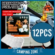 12Pcs Alcohol Fuel Tablet Charcoal Fire Starter Camping Foldable Solid Fuel Stove Hexamine Solid Fue
