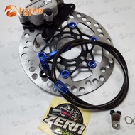 ปั๊มงาน CNC นิชชินสีเงิน + สายเบรค ZERN สีน้ำเงินตัดดำ + จานดิส ดำหมุดน้ำเงิน CNC ZERN81 เจาะไล่เบา 