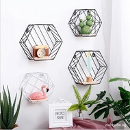 ◕ ReadystockIron Hexagonal Grid Wall Storage Shelf Combination Wall Hanging 8NFK GB31 TXCO