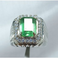 926 COLOMBIAN EMERALD GEM SILVER RING READY TO WEAR