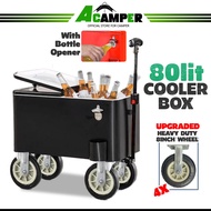 80L Ice Camping Cooler Box With Wheel/ Kotak Ais Batu Fishing Portable Picnic Cooler Box Food and Drink Storage Box