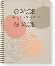 Softcover Grace Upon Grace 8.5" x 11" Spiral Health Journal/Notebook, 120 Daily Wellness Tracker Pages, Durable Gloss Laminated Cover, Gold Wire-o Spiral. Made in the USA