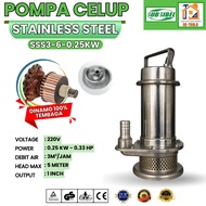 Subsibel Stainless Steel Submersible Pump 0.33HP Output 1 Inch 1" Submersible Sewage Pump