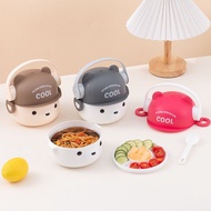 1000ML Cute Bear Lunch Box Children's Character Bento Cool Headphopne Bear Office Worker School Come