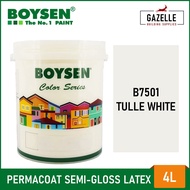 Boysen Permacoat Semi-Gloss Latex Tulle White B7501 Acrylic Latex Paint- 1L / 4L