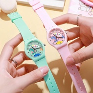 นาฬิกาข้อมือ Swatch ซิลิโคนนาฬิกาเด็กลายการ์ตูนไดโนเสาร์ตัวน้อยนาฬิกาควอตซ์แบบเข็มสีลูกกวาด