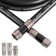RELIAGINT 125ft RG6 Coaxial Cable Black 75 ohm with F Connector, F81 Female Extension Adapter, Low L