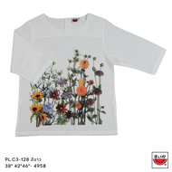 แตงโม (SUIKA) - เสื้อแตงโม คอปาดแขนสามส่วน ผ้าสลาฟ พิมพ์ลายดอกไม้ ( PL.C3-094 117 128 124 076  )