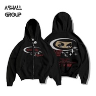 Ash.idn Hoodie Boxy Double Zipper Fear Towards Eternal Series Unisex Black