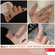 [SG SELLER] Korean Gold Plated Open Ring For Women Pearl Zirconia Ring Mnimalist Ring Collection