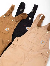 Carhartt WIP กางเกงเอี๊ยมชุดทำงานสไตล์อเมริกันกางเกงขาตรงผ้ายีนส์แนววินเทจแบบลำลองสำหรับผู้ชายและผู้หญิง kahart