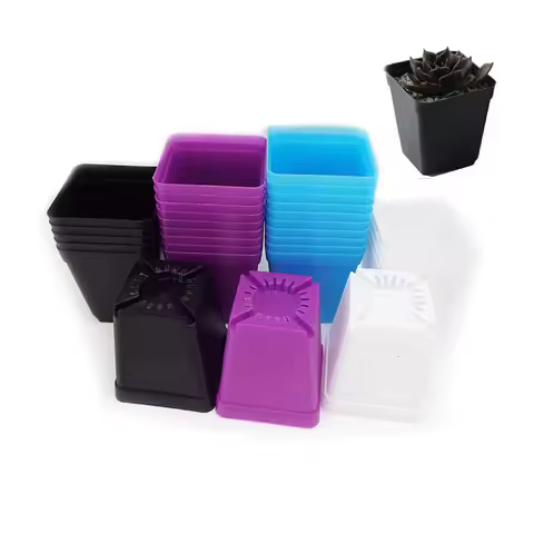 4 Colors Small Square Flower Pots Nursery Garden Desk Home Decor Trays Plastic Mini Pot Creative for