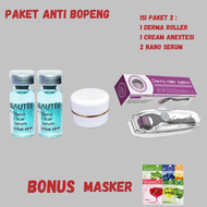 DERMA ROLLER PAKET PENGHILANG BOPENG JERAWAT DERMAROLLER THREATMENT NANO SERUM ANASTESI BONUS MASKER