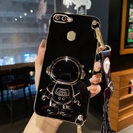 AnDyH Long Lanyard Casing OPPO A12 A5S Phone Case OPPO A11K F9 PRO A7 Cute Astronaut Desk Holder
