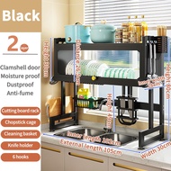 Kitchen Storage Cabinet Rack Dustproof Sink Rack Multi-Layer Organizer Rack Shelf with Cabinet Door 