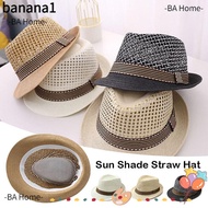 BANA Straw Fedora Hat, Straw Short Brim Sun Cap,  Trilby Breathable Sun Hat Man