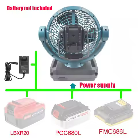 DCF102 Portable Cordless Fan For Black Decker Porter-Cable Stanley 14.4V 18V 20V Lithium Battery LBX