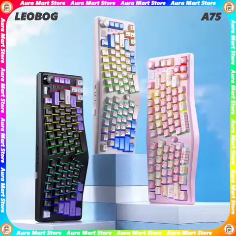 LEOBOG A75 Alice Mechanical Keyboard Wireless Bluetooth TOP Structure Hot Swap Ergonomics Knob Desig