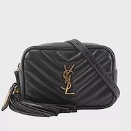 YSL LOU V紋小牛皮相機包/腰包 85cm_展示品 (黑色)