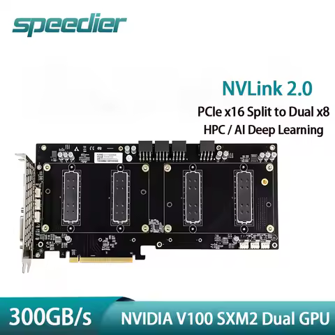For NVIDIA V100 SXM2 Dual GPU Splitter Card PCIe 3.0 X16 To Dual X8 300GB/s NVLink 2.0 Interconnect 