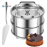gangong2-Tiers Stainless Steel Steamer 2.4 Quarts Capacity with Lid Stackable Flan Pan Mold Nonstick