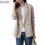 ZANZEA Korean Women's Fashion Office Lapel Button-Down Blazer