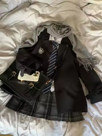 Korea Preppy Style Retro 3 Piece Set Women JK Sweet Plaid Design Elegant Mini Skirt Suit Female Neck