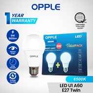 OPPLE LED Bulb US A60 E27 9 Watts 2 PCS 6500K Twin Value Pack
