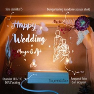 Kado Unik Custom Photo Acrylic Spotify Polaroid + LED Stand dan Bunga Kering Estetik | Kado Ulang Ta