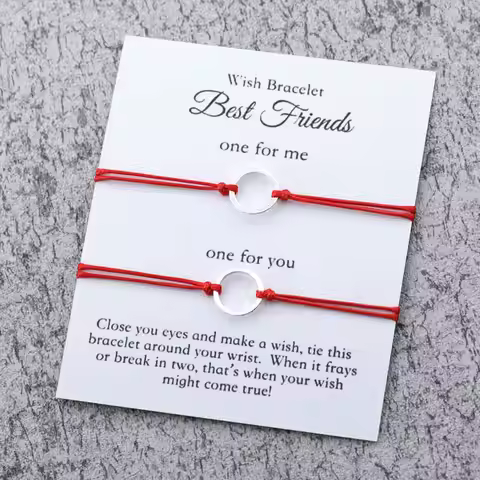 2Pcs/Set Best Friend Circle Wish Bracelet for Women Men Adjustable Red Rope Friendship Couple Bracel