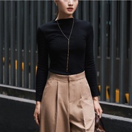 IVORYA - Slim Fit T-shirt, Black Long Sleeve - SH9973