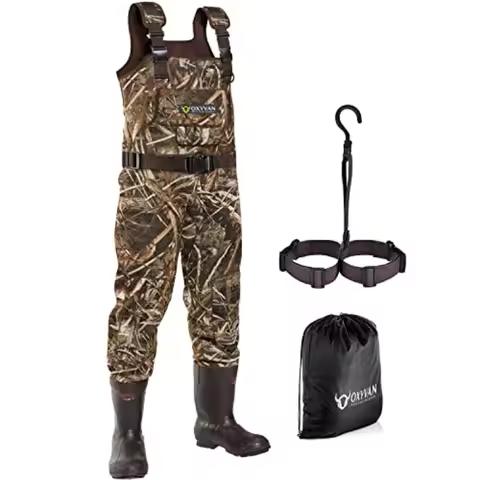 Duck Hunting Waders with 600G Rubber Boots Insulated Neoprene Realtree MAX-7 Camo Fishing Chest Wade