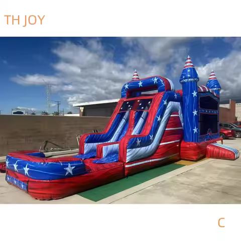 8m 26.5ft long customized inflatable bouncy house with slide commercial rent bouncy castle with wate