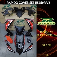 RAPIDO COVER SET RS150R/RS150 V2 V3 SUPRA GTR150 (10) BLACK (STICKER TANAM/AIRBRUSH) COVERSET