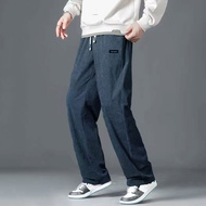 M-4XL Plain Pants Men Summer Straight Leg Long Pants Casual Plus Size Sweatpants Korean Men Trousers