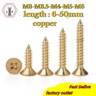 Phillips Countersunk Self-Tapping Screw H68 Brass All Copper Flat Head Self-Tapping Screw M3/M3.5/M4