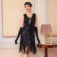 ชุดฟรีสเปอร์ยุค 1920s, ชุดสไตล์ 'Great Gatsby' สำหรับสุภาพสตรียุค Roaring 20s, ชุดแขนเปิดแต่งเพชร