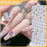 2023 Classic Liquid Metal Silver Nail Art Sticker (with Adhesive) / Five-pointed Star Love Star Manglow Heart Small Pattern Nail Sticker / Mirror Nail Art Stickers fortunasg