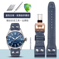 สายนาฬิกาหนังแท้พร้อมหัวเข็มขัดพับเดี่ยวสําหรับ IWC Pilot Collection ขนาดใหญ่ขนาด 21 มม. Matte Finis