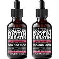 Biotin and Collagen Peptide Complex with Keratin Hyaluronic Acid MCT Oil Zinc Vitamins B6 B7 B12 A